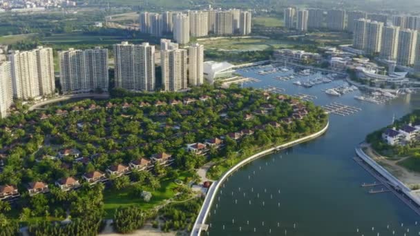 Drone Shot Quartier Résidentiel Haut Gamme Bord Mer Sanya Hainan — Video