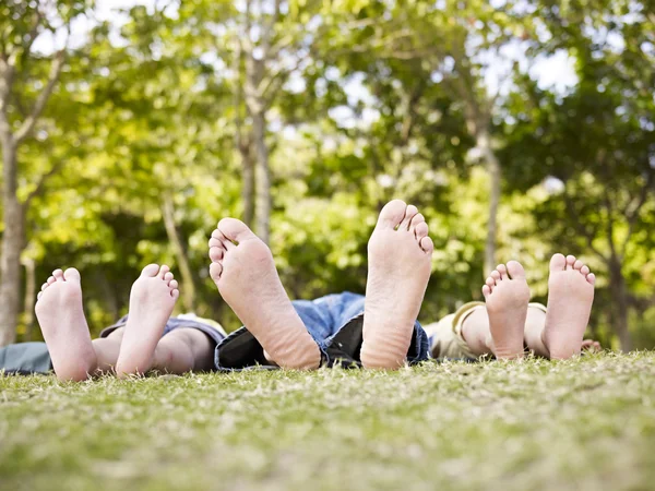 Father and children having fun outdoors — Stock Photo, Image