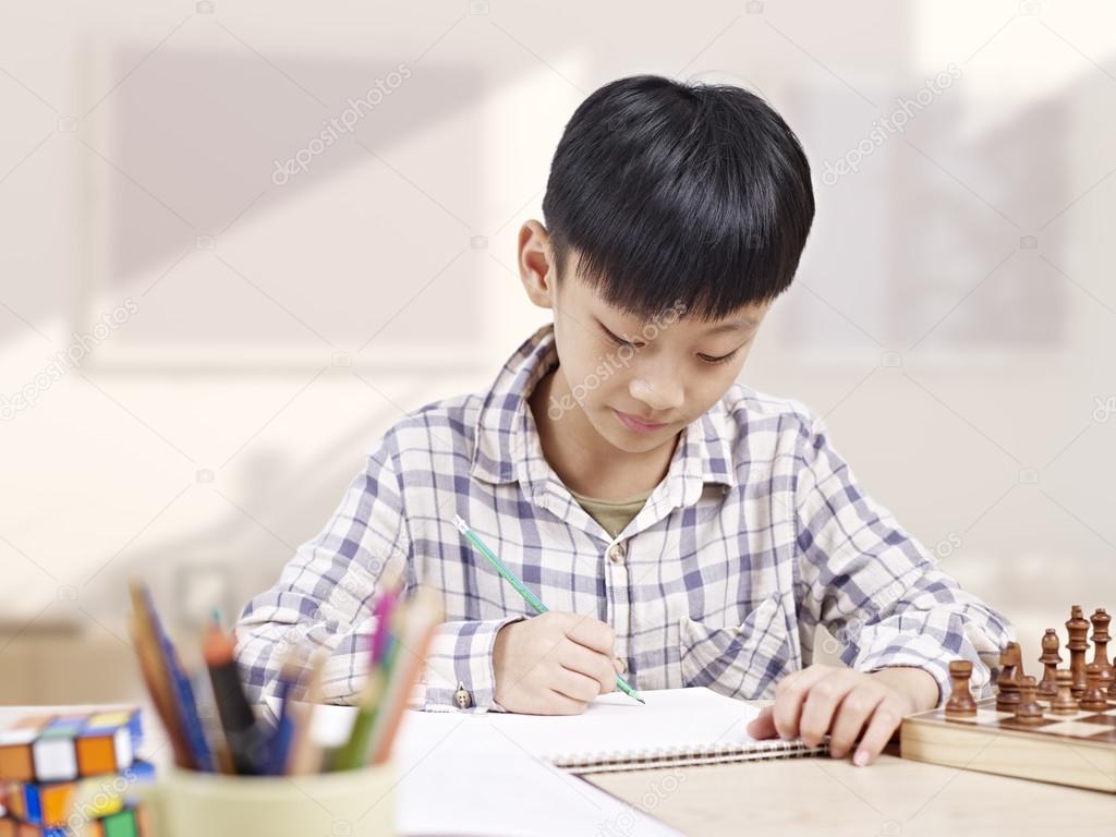 asian child studying