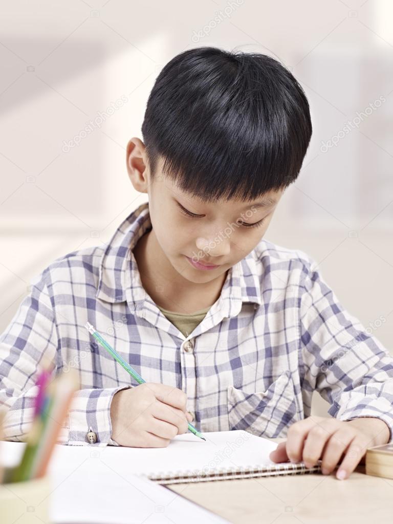 asian child studying