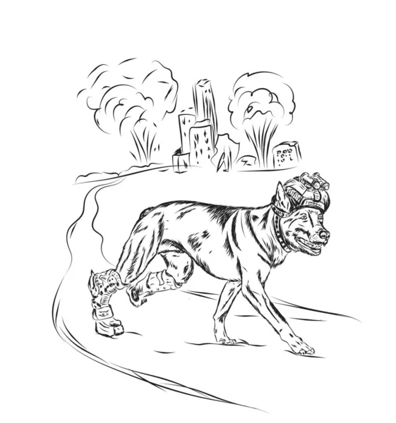 Chien Militaire Courir Sur Route — Image vectorielle