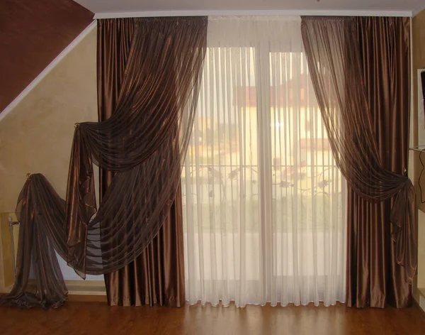 Lambrequin Curtains Interior Room — Stock Photo, Image