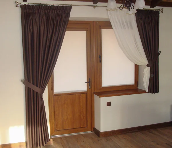 draped tulle and curtains in the room