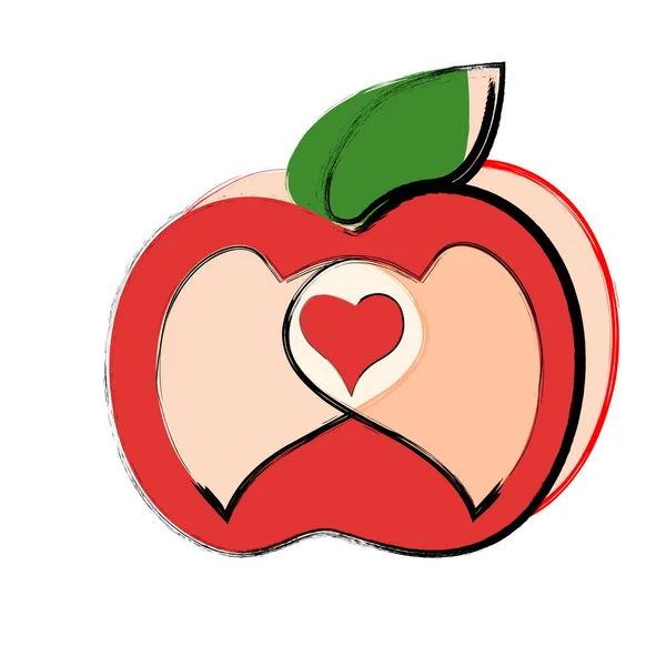 Červené Jablko Srdcem — Stock fotografie