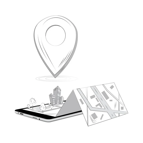 Map Phone White Background Location — Stock Photo, Image