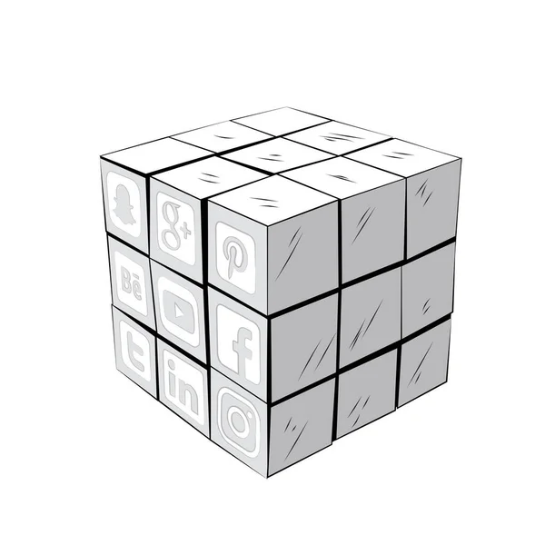 Cubo Con Facce Diverse Sfondo Bianco — Foto Stock