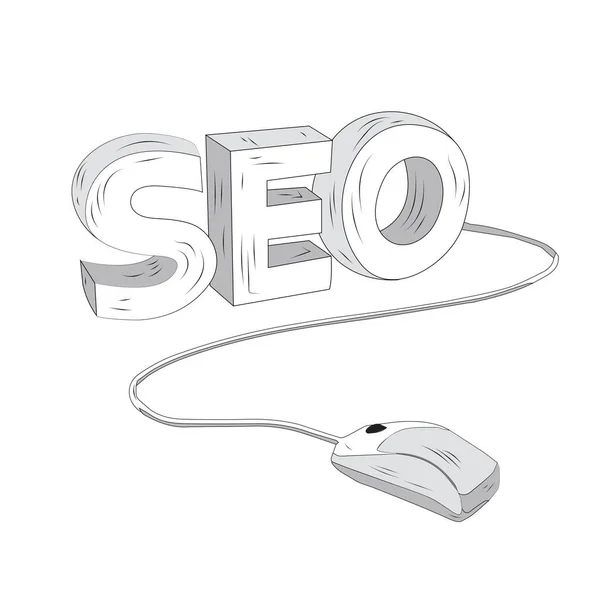 Rato Computador Inscrição Seo Fundo Branco — Fotografia de Stock