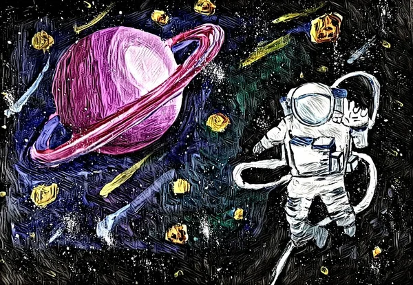 Astronauta Espacio Planeta —  Fotos de Stock