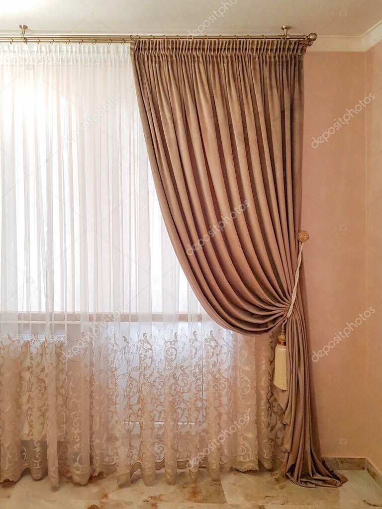 beautiful curtains and tulle in the interior