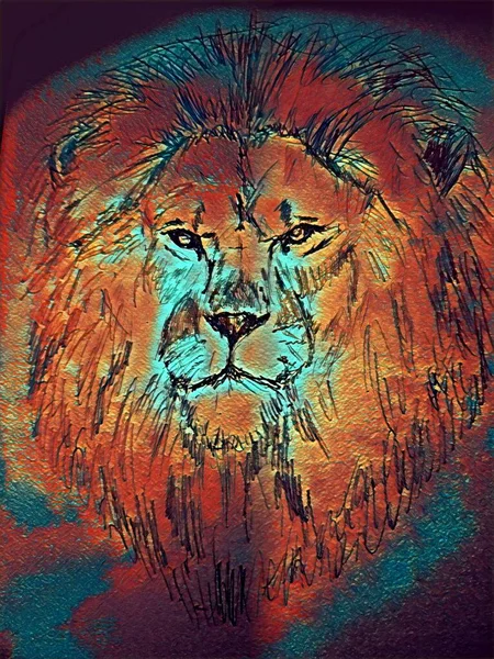 lion head on dark background