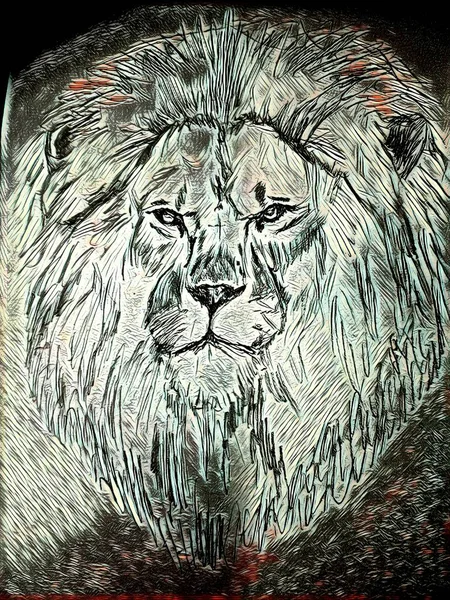 lion head on dark background