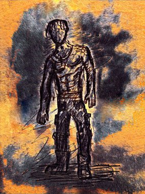 Grunge arka planında zombi