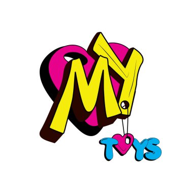 Yazı. Oyuncaklarım pop sanatında.