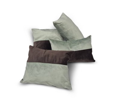 Gri arkaplanda yeşil yastıklar