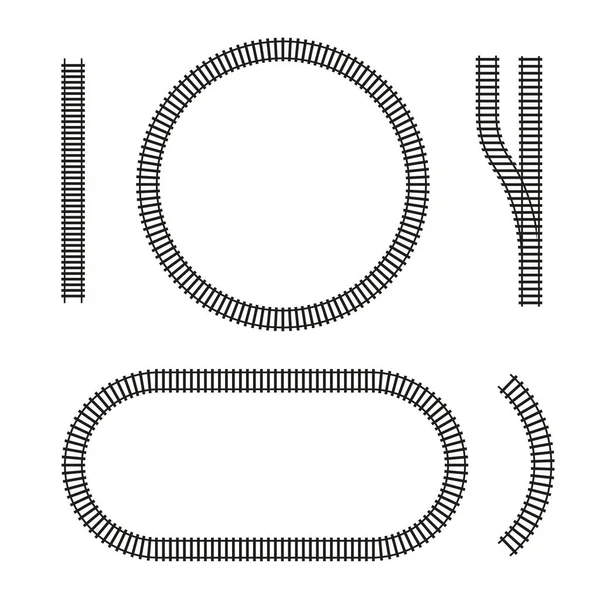 Ferrocarril Vectorial Curvado Aislado Derecho Círculo Óvalo Arco Horquilla Flecha — Vector de stock