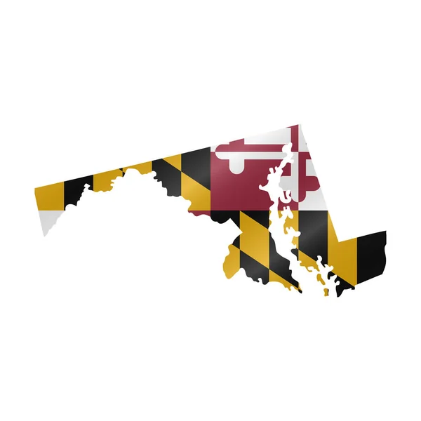 メリーランド州の詳細な波状の旗の地図 マスクフラグ付きベクトルマップ — ストックベクタ