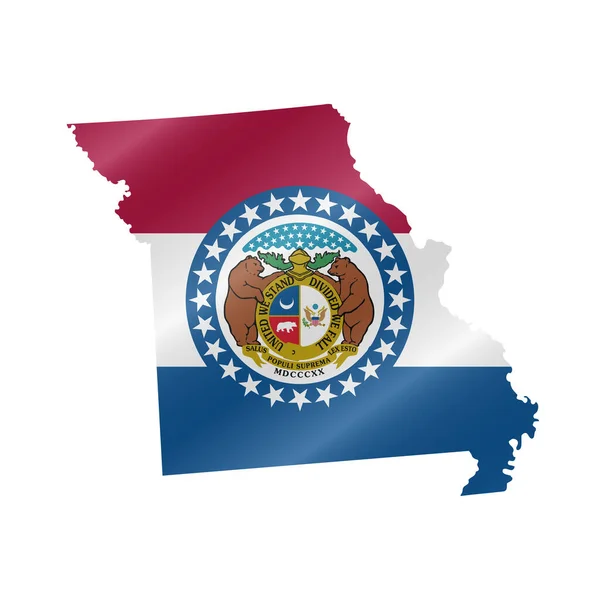 Mappa Dettagliata Della Bandiera Del Missouri Mappa Vettoriale Con Bandiera — Vettoriale Stock