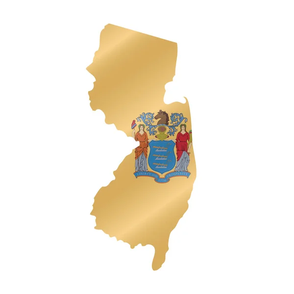 Detaljerad Flaggkarta Över New Jersey Vektorkarta Med Maskerad Flagga — Stock vektor