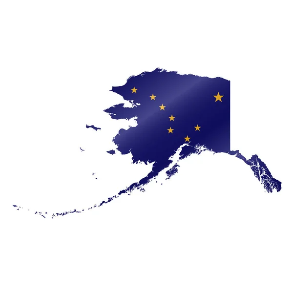 アラスカの詳細な波状の旗の地図 マスクフラグ付きベクトルマップ — ストックベクタ