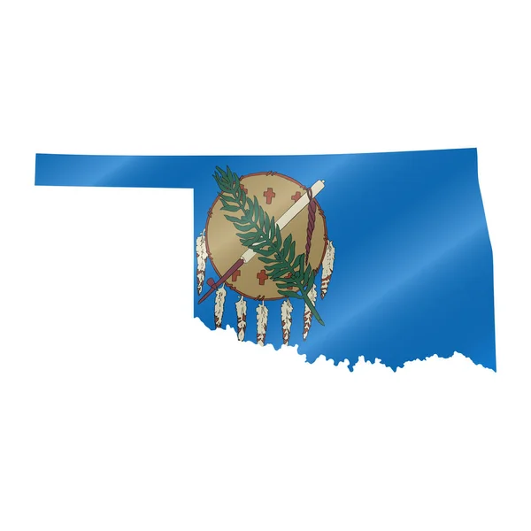 Mapa Detalhado Bandeira Ondulante Oklahoma Mapa Vetorial Com Bandeira Mascarada — Vetor de Stock