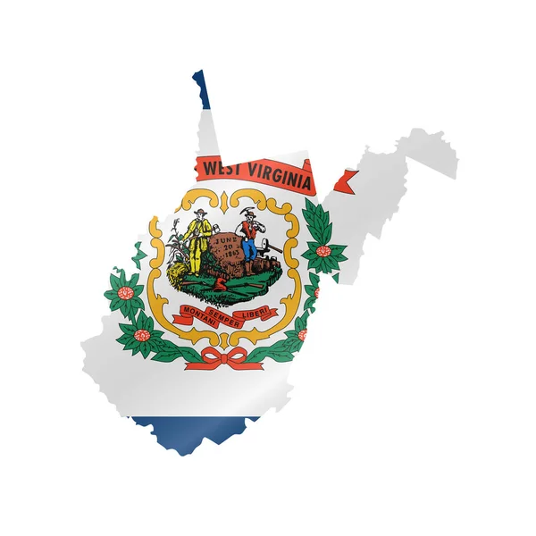 Batı Virginia Nın Detaylı Dalgalı Bayrak Haritası Maskeli Bayraklı Vektör — Stok Vektör