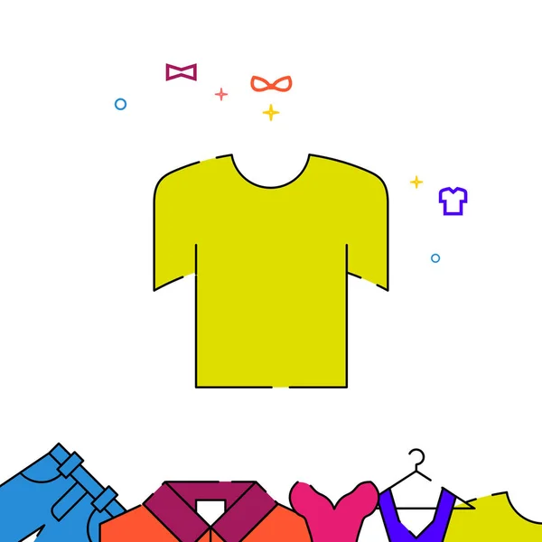 Camiseta Llena Línea Vector Icono Ilustración Simple Prendas Vestir Vestido — Archivo Imágenes Vectoriales