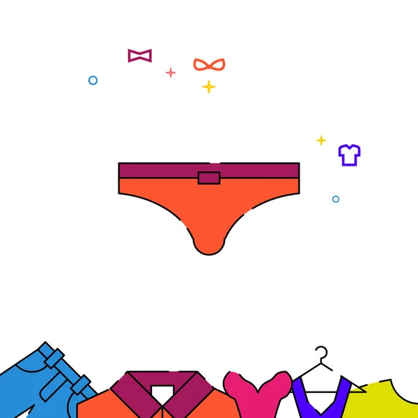 Men Swimming Trunks Filled Line Vector Icon Simple Illustration Garments — Stock Vector