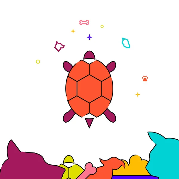 Turtle Filled Line Vector Icon Simple Illustration Pets Related Bottom — Stock Vector