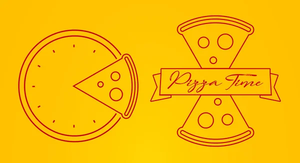 Concepto Emblema Tiempo Pizza Ilustración Vector Estilo Plano — Archivo Imágenes Vectoriales