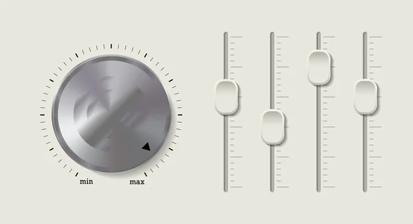 Mezclador de sonido, panel de volumen. Ilustración vectorial 3D — Archivo Imágenes Vectoriales