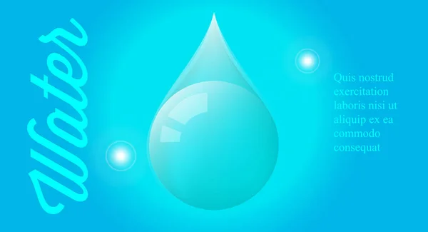 Water droplet background. 3D vector illustration — Stock Vector