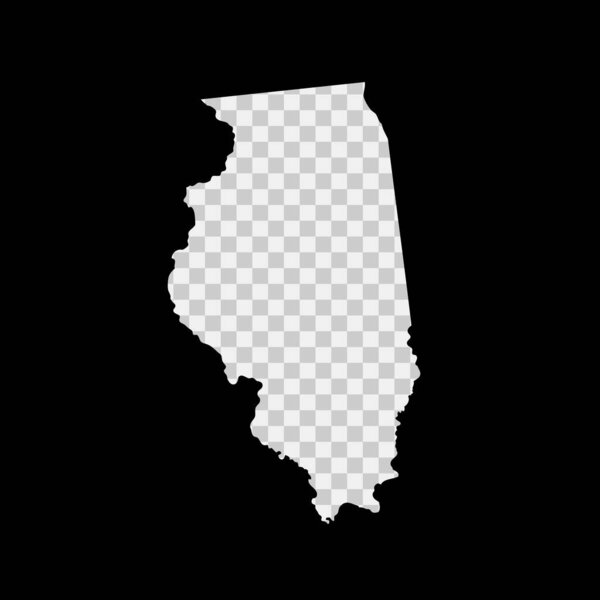 Illinois US state stencil map. Laser cutting template on transparent background. Die cut vector shape. Silhouette mockup for any purposes.