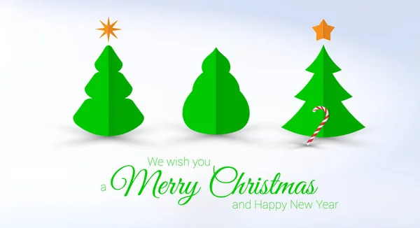 Livre vert couper les arbres de Noël. Illustration vectorielle réaliste 3d — Image vectorielle