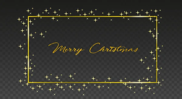 Joyeux Noël magique doré cadre plat style vectoriel illustration — Image vectorielle