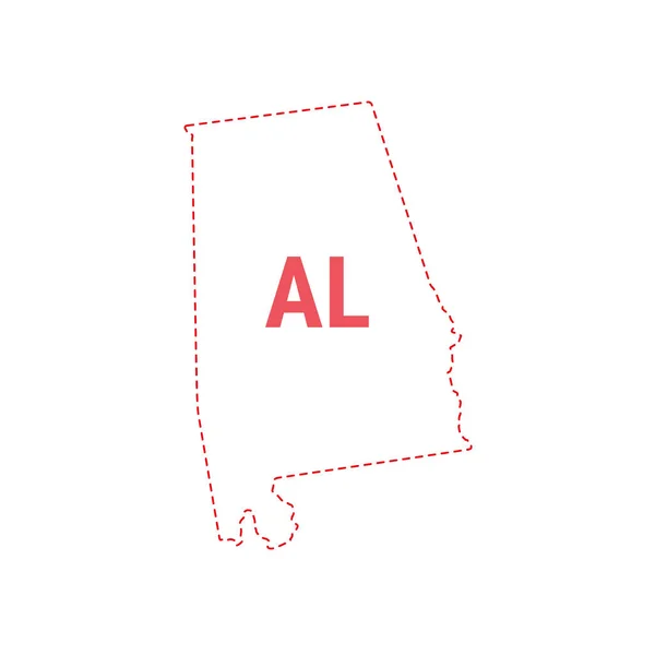 Alabama Mapa do estado dos EUA contorno fronteira pontilhada — Vetor de Stock