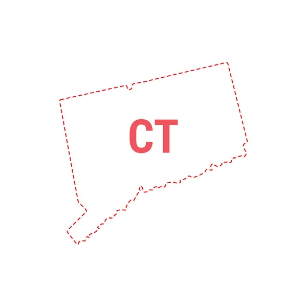 Connecticut USA delstatskarta skiss streckad gräns — Stock vektor