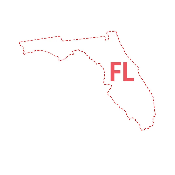 Florida US State map outline tečkované okraje — Stockový vektor