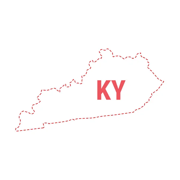 Mapa del estado de Kentucky EE.UU. contorno frontera punteada — Vector de stock