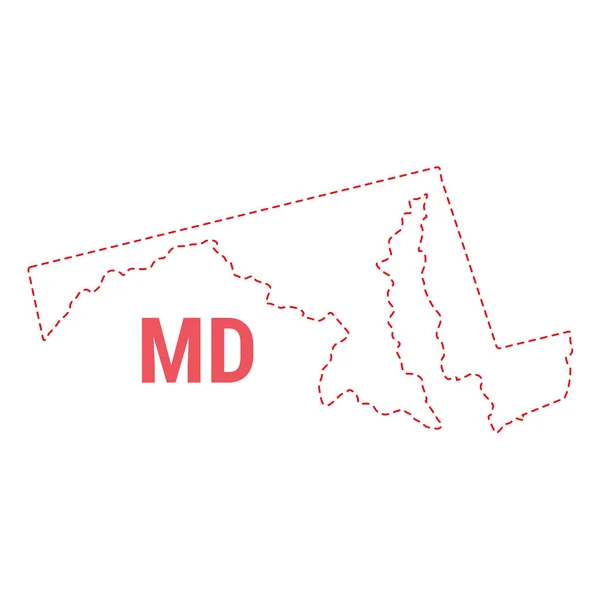 Maryland US State map outline tečkované hranice — Stockový vektor