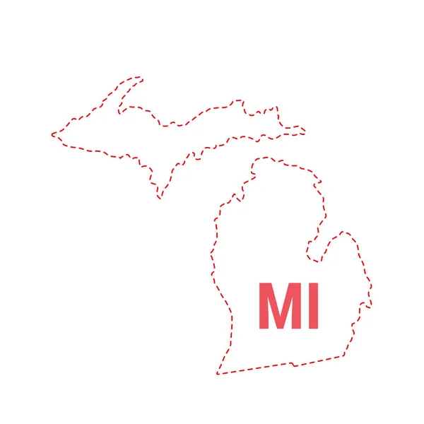 Mapa del estado de Michigan EE.UU. contorno frontera punteada — Vector de stock