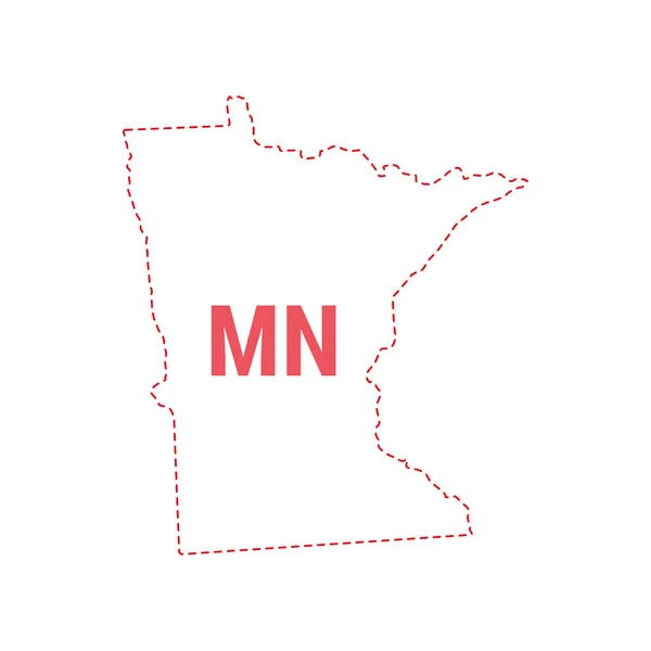 Minnesota Stati Uniti mappa di stato contorno punteggiato — Vettoriale Stock