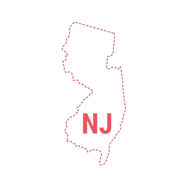 New Jersey US State map outline tečkované hranice — Stockový vektor