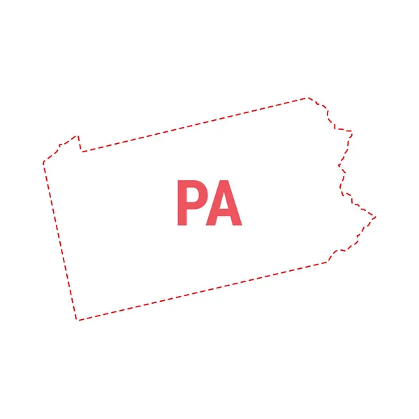 Pennsylvania ABD eyalet haritası noktalı sınır çizgisi — Stok Vektör
