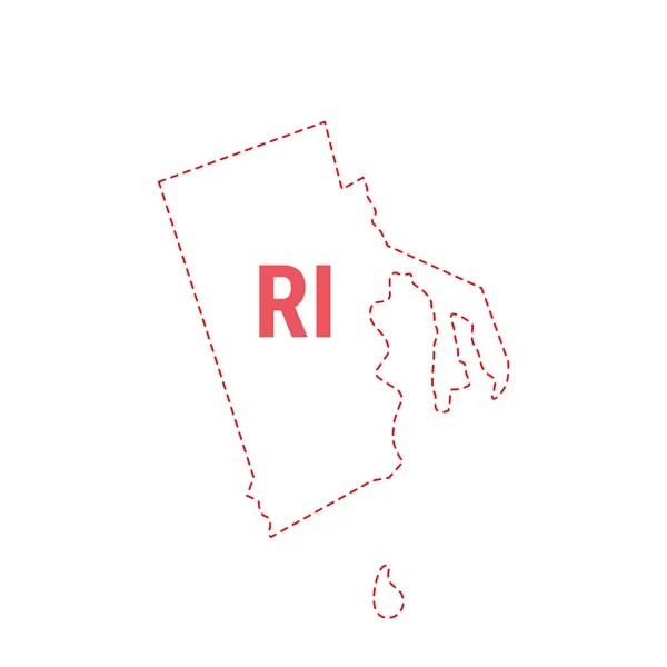 Rhode Island ΗΠΑ κράτος χάρτη περίγραμμα διάστικτα σύνορα — Διανυσματικό Αρχείο