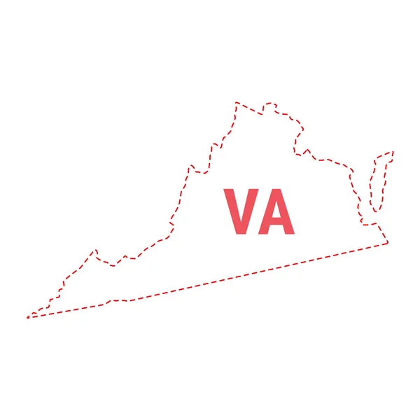 Virginia US State map outline tečkované okraje — Stockový vektor