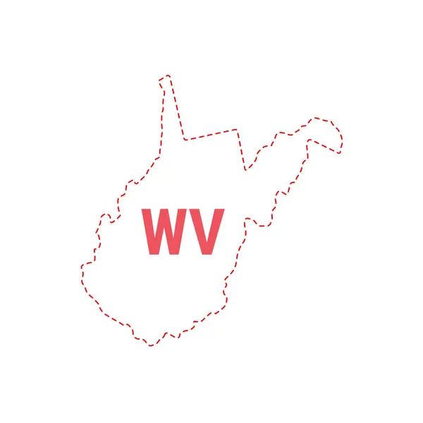 West Virginia Stati Uniti mappa di stato contorno punteggiato confine — Vettoriale Stock