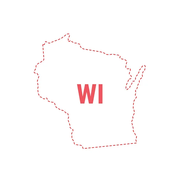 Wisconsin Mapa do estado dos EUA contorno fronteira pontilhada — Vetor de Stock