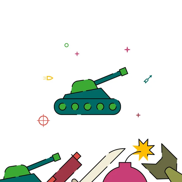 Icona linea riempita serbatoio militare, semplice illustrazione — Vettoriale Stock