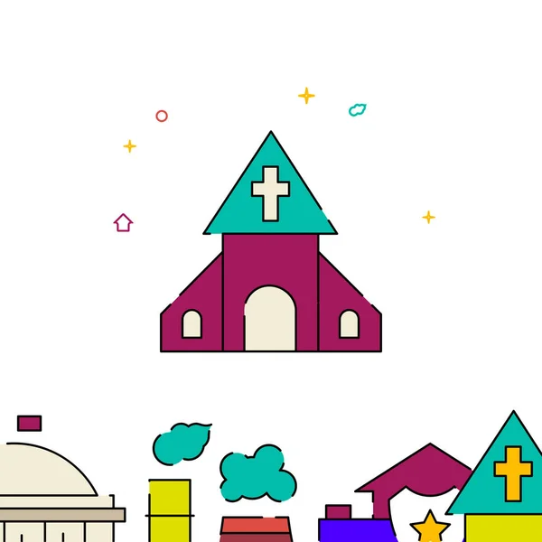 Dorfkirche gefüllte Zeile Symbol, einfache Illustration — Stockvektor