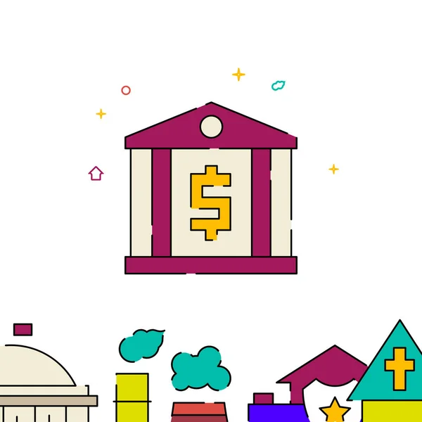 Bank gevulde lijn pictogram, eenvoudige illustratie — Stockvector